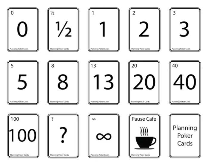 Les valeurs des cartes du Planning Poker sont basées sur la suite de **Fibonacci**, qui est une séquence de nombres proche d'une suite **exponentielle** :